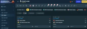 Live-Sportbereich von FortuneJack mit Spielständen und laufenden Wettmärkten
